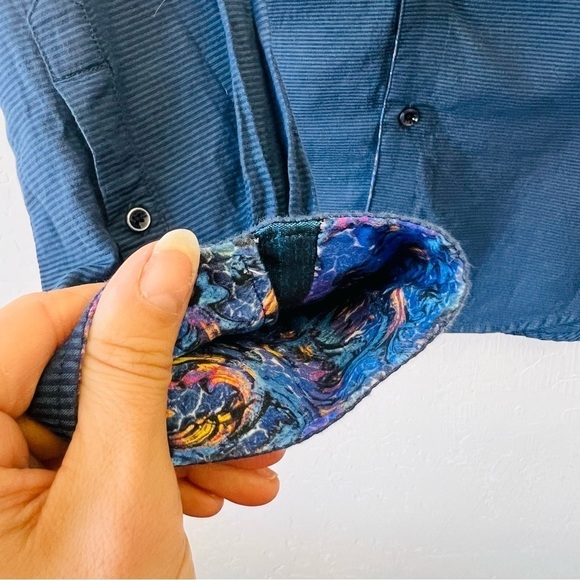 Robert Graham luxury Blue Button Up Dress Shirt Small - Picture 6 of 11